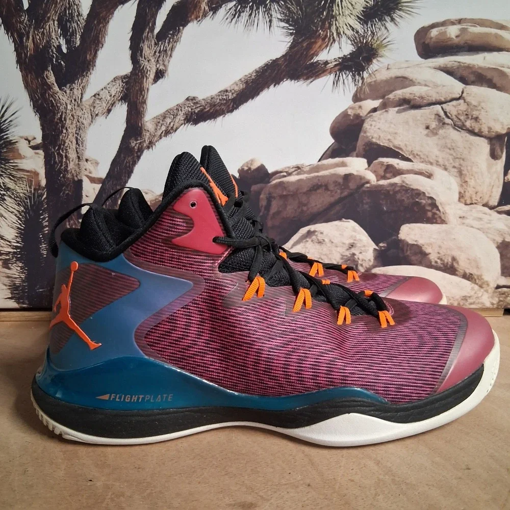 Jordan Super.Fly 4 Mens Basketball Shoes Red Blue Iridescent 768929-605 Sz 11.5